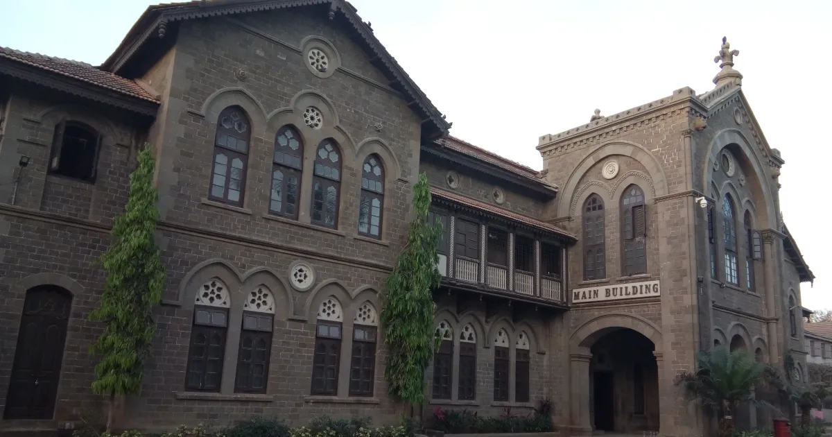 Old stone main building of Fergusson College in Pune